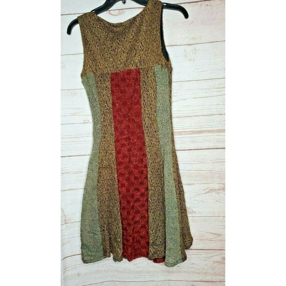 Mystree Dress Med New Taupe Embroidered Crushed Velvet Babydoll Femme Sundress - Picture 8 of 9